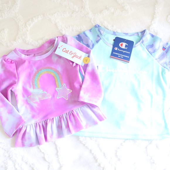 Summer Tie Dye Rainbow Ruffle Long Sleeve Swim & Athleticwear Top | 2pc Bundle - Picture 16 of 16